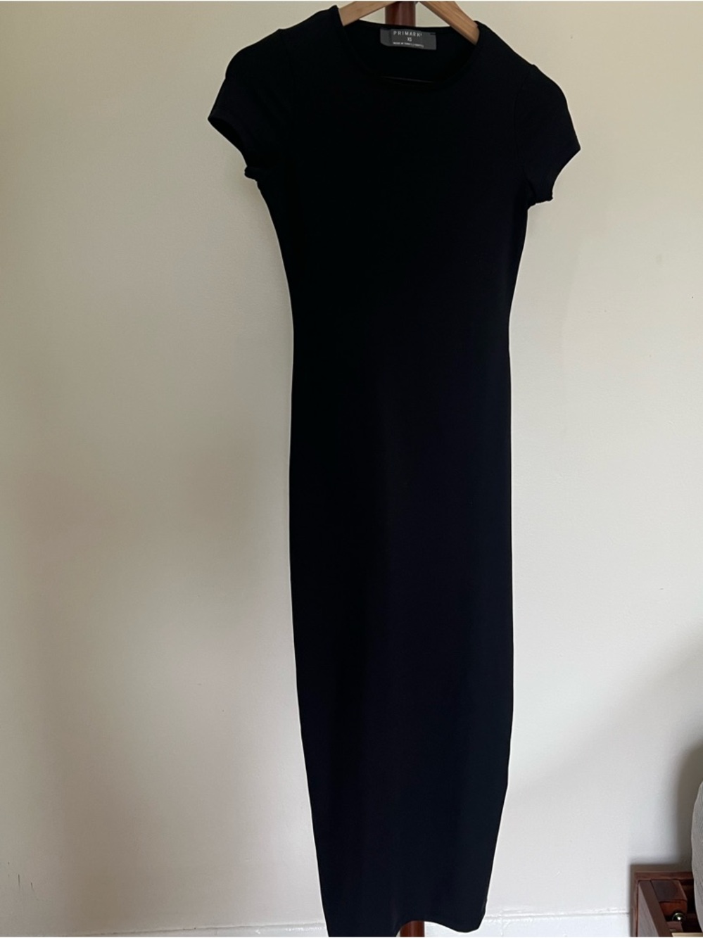 Black Fitted Short-Sleeve Maxi Dress